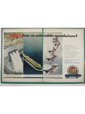 Print Ad Fiat Automobiles Engineering Kariba Dam G91 Jet 2 PG Vintage 1960s